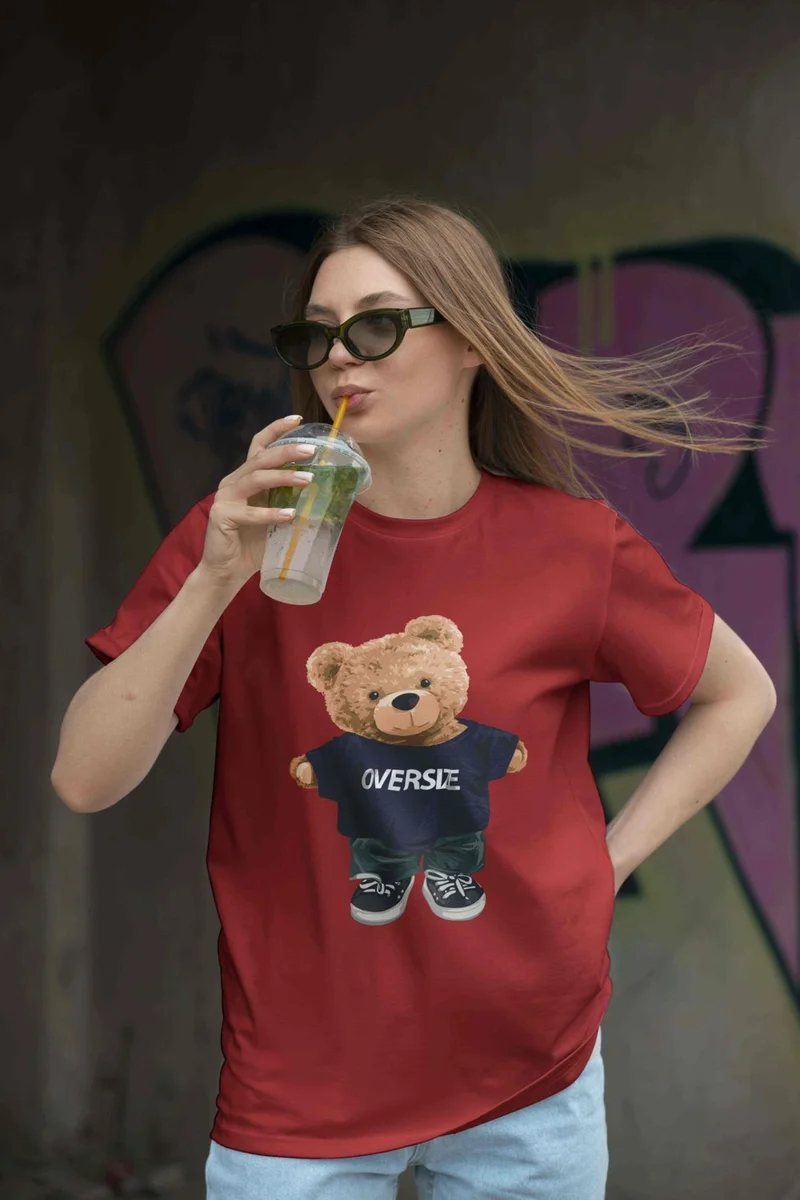 دوغ فش Teddy Women's Oversize Blue T-Shirt