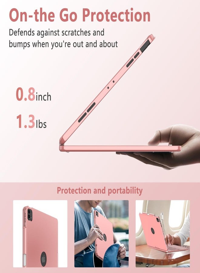 TQQ iPad Air 13 Inch Case Keyboard (M3 2025 / M2 2024), iPad Pro 12.9 (6th, 5th, 4th, 3rd Gen) Keyboard - 360° Rotatable, 7-Color Backlight, Multi-Touch Trackpad, Thin & Light (Pink) - Image 5