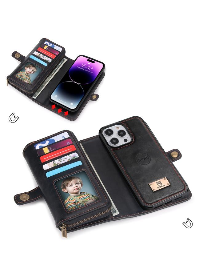S-TOP Case For iPhone 14 Pro Multi-functional Zipper Wallet Leather Phone Case - Image 2