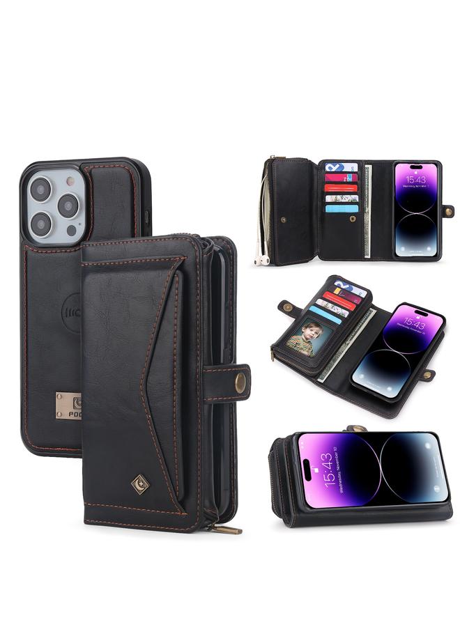 S-TOP Case For iPhone 14 Pro Multi-functional Zipper Wallet Leather Phone Case - Image 1