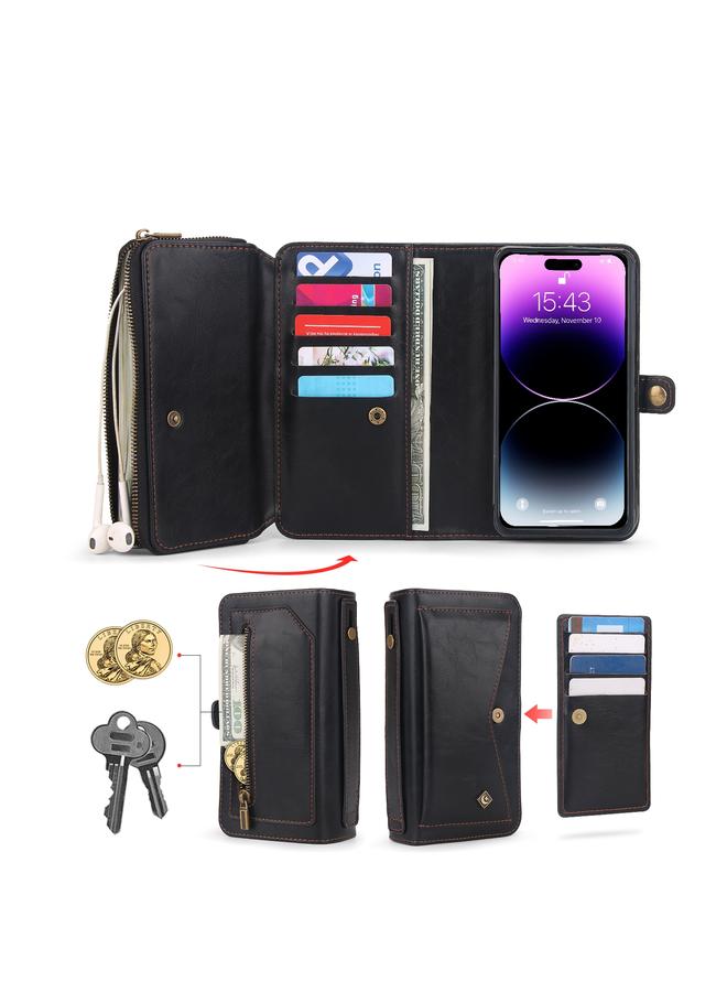 S-TOP Case For iPhone 14 Pro Multi-functional Zipper Wallet Leather Phone Case - Image 3