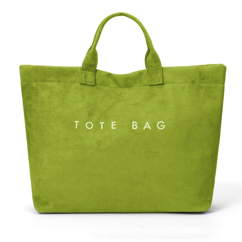 Cohawk Suede Tote Bag for Women Large Soft Tote Bag for Work Travel Letter Print Hobo Bag Fashion Handbag - Image 1