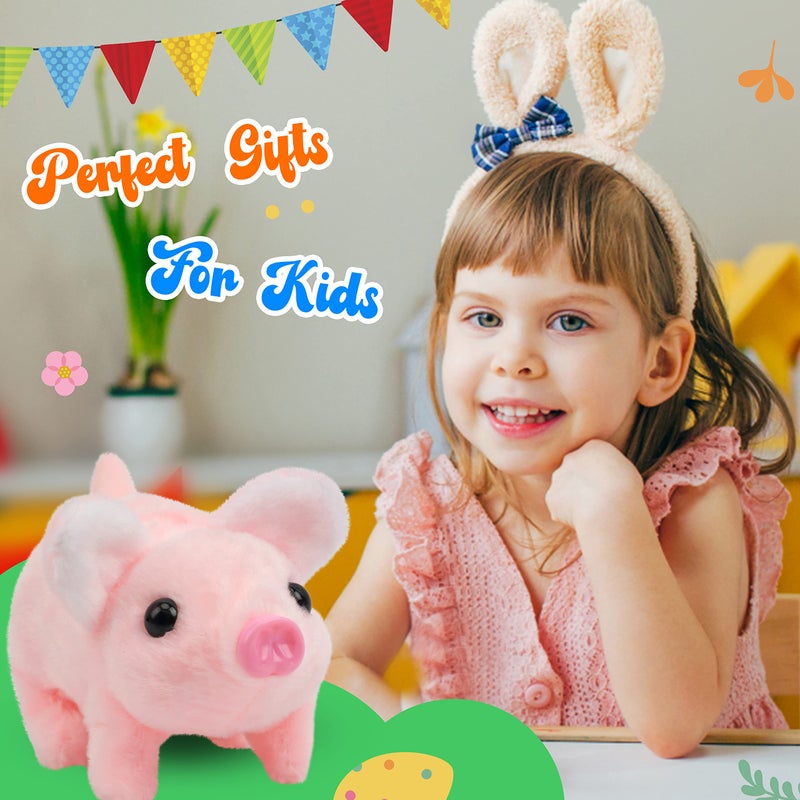 Hopearl Walking Piggy Pet Interactive Crawling Piglet Electronic Plush Toy Pig Oink Twitch Nose Wag Tail Animated Gifts for Toddlers Birthday, Pink, 8'' - Image 5