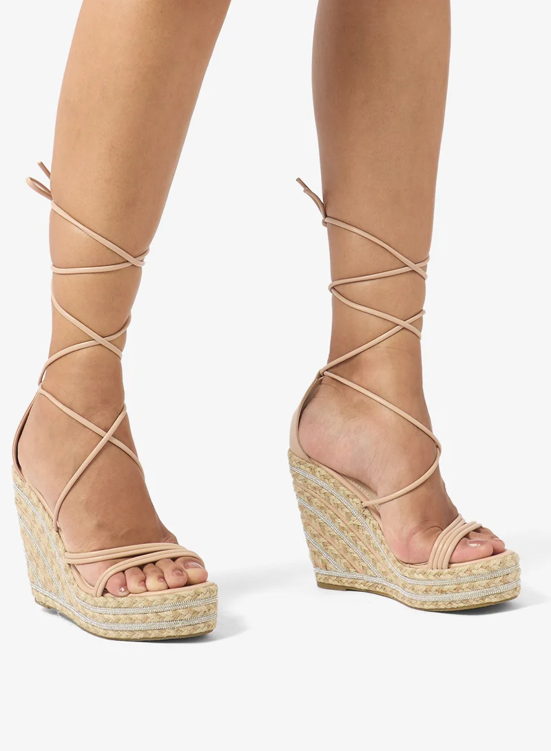 Ella Multi Strap High Heel Wedge Sandal