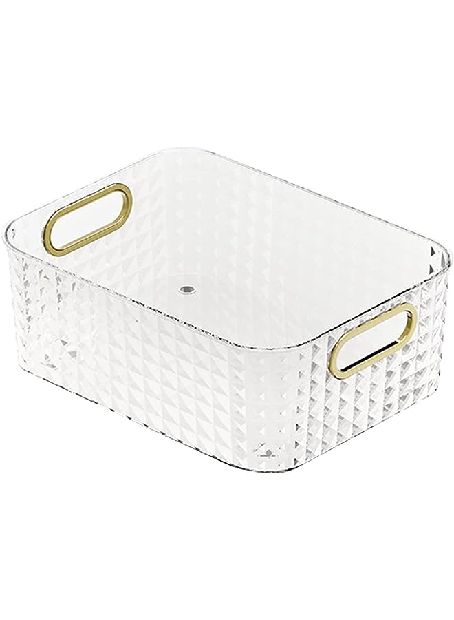 vesus Makeup Organizer Transparent Cosmetic Storage Box Table Top Display Case Plastic Storage Bins Sundries Snack Organizer for Kitchen Bathroom (White) - Image 1