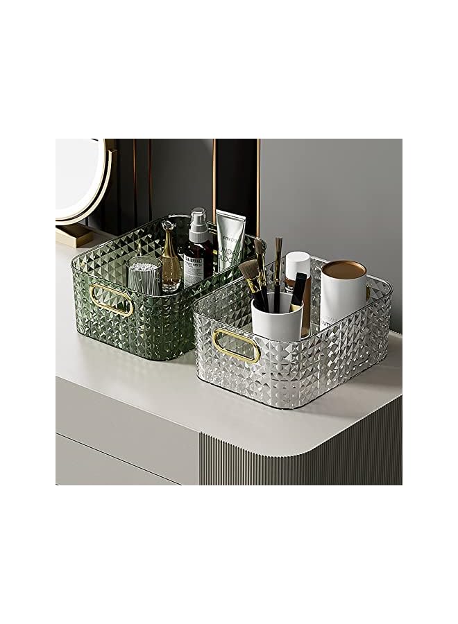 vesus Makeup Organizer Transparent Cosmetic Storage Box Table Top Display Case Plastic Storage Bins Sundries Snack Organizer for Kitchen Bathroom (White) - Image 3