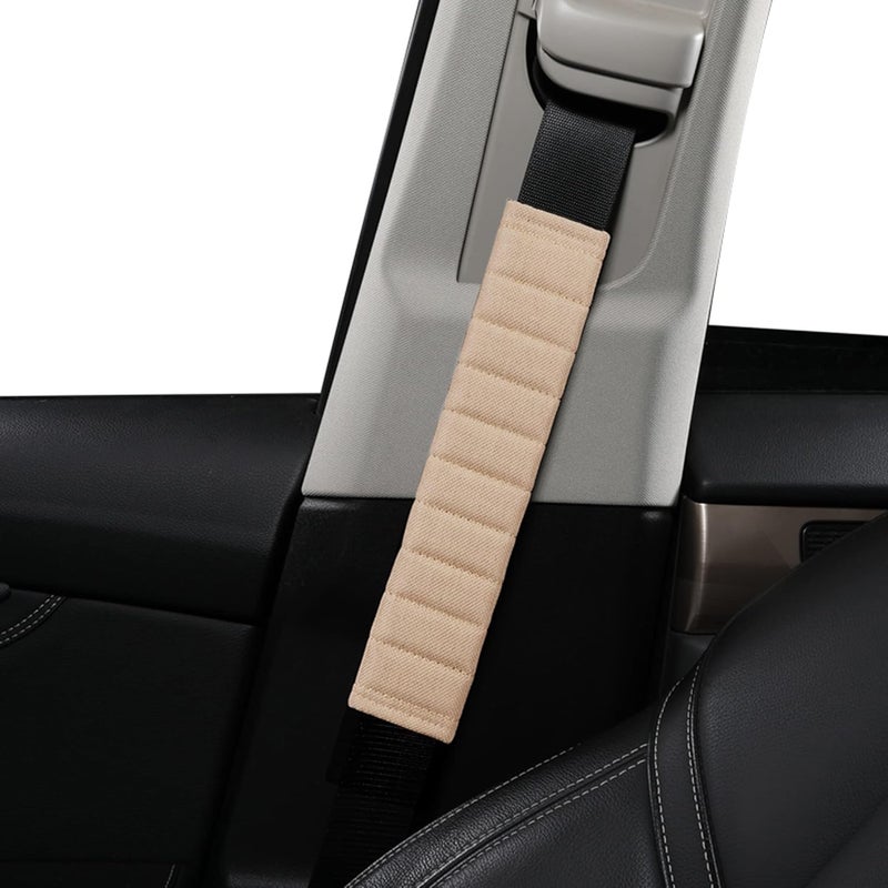HighnessHwoo Car Seatbelt Covers Cushion Shoulder Pads Protector Sleeve for Adults, Auto Extra Long Seat Belt Strap Cover Decorations for Women, Kids, Honda, Trucks Accessories, 2Pcs, 10.5in, Beige - Image 4