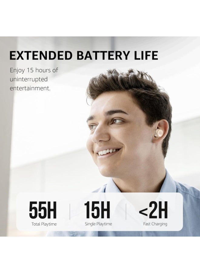 TOZO T10 Wireless Earbuds Bluetooth 5.3 Headphones, App Customize EQ, Ergonomic Design, 55H Playtime, Wireless Charging Case, IPX8 Waterproof Powerful Sound in-Ear Headset Khaki(New Upgraded) - Image 4