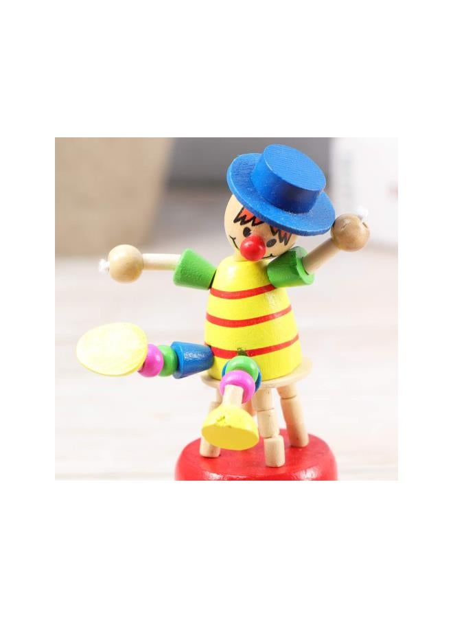 5pcs Wooden Push up Toy Finger Puppets Thumb Press Base Wooden Clown Puppets for Home Office Desk Decoration - Image 3