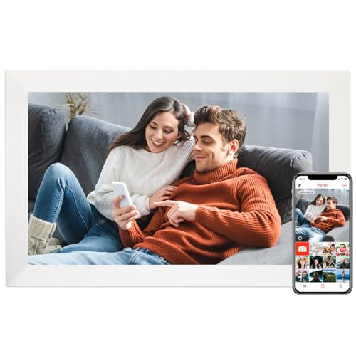 ybest Frameo 15.6 Inch Digital Picture Frame WiFi, White Digital Photo Frame 1920x1080 IPS HD Touchscreen, 32GB Storage Share Photos/Videos, Tabletop&Wall-Mounted, Wedding, Birthday, Gifts for Loved Ones - Image 1