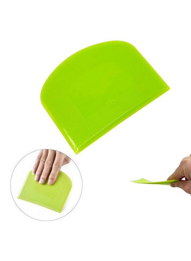 lasenersm lasenersm 2 Pieces Dough Scraper Bowl Food-safe Plastic Dough Cutter Flexible Bench Multipurpose Food Scrappers for Bread Dough Cake Fondant Icing, White, Green  - Image 4
