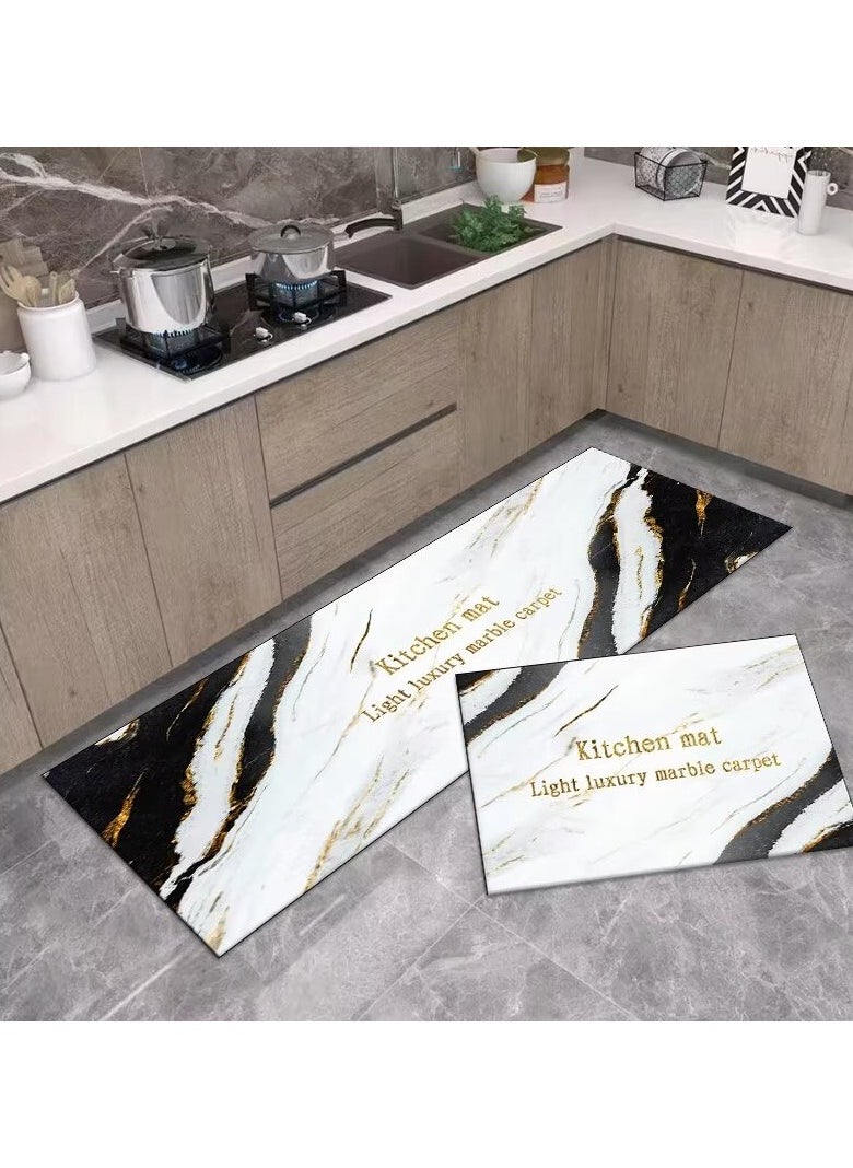 LESTER - LESTER Oil-Proof Non-Slip Kitchen Mat Water Absorbent Kitchen Carpet Quick Drying, Kitchen Rug Non-Slip Entrance Doormat, Diatom Leather Floor Mats, Home Decor Set Zebra 40X60x40X120cm - Image 1