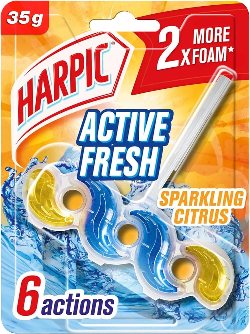 Harpic Active Fresh Toilet Cleaner Rim Block, Sparkling Citrus, 35 g - Image 1