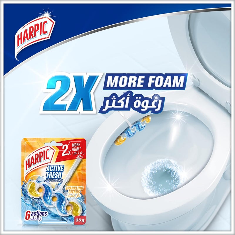 Harpic Active Fresh Toilet Cleaner Rim Block, Sparkling Citrus, 35 g - Image 2