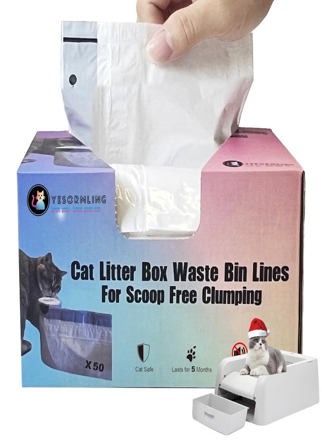 50 كيسًا لأكياس فضلات القطط، متوافقة مع صندوق فضلات القطط PetSafe ذاتي التنظيف والمتكتل، بدون مغرفة، كيس فضلات قابل للاستبدال، سهل التنظيف (50 كيسًا) - Image 1