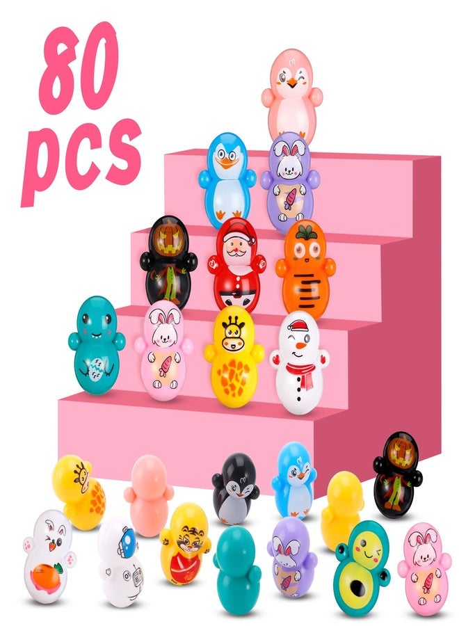 Fuyamp Mini Tumbler Toys 80 PCS Mini Animal Toy Party Favors Toy for Kids Birthday Party Toys Self-righting Doll Bulk Toys for Boys and Girls - Image 2