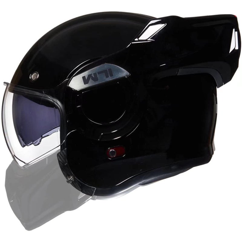 ILM Vintage Full Face Modular Motorcycle Helmet for Adults Men ATV UTV Snowmobile with 180° Reversible Chin Guard DOT Model-B707(Gloss Black, M) - Image 2