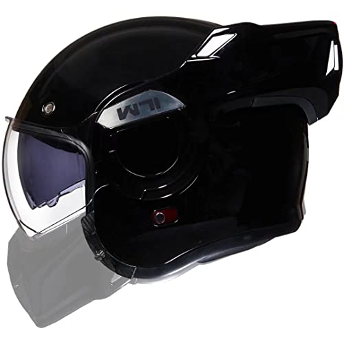 ILM Vintage Full Face Modular Motorcycle Helmet for Adults Men ATV UTV Snowmobile with 180° Reversible Chin Guard DOT Model-B707(Gloss Black, M) - Image 1