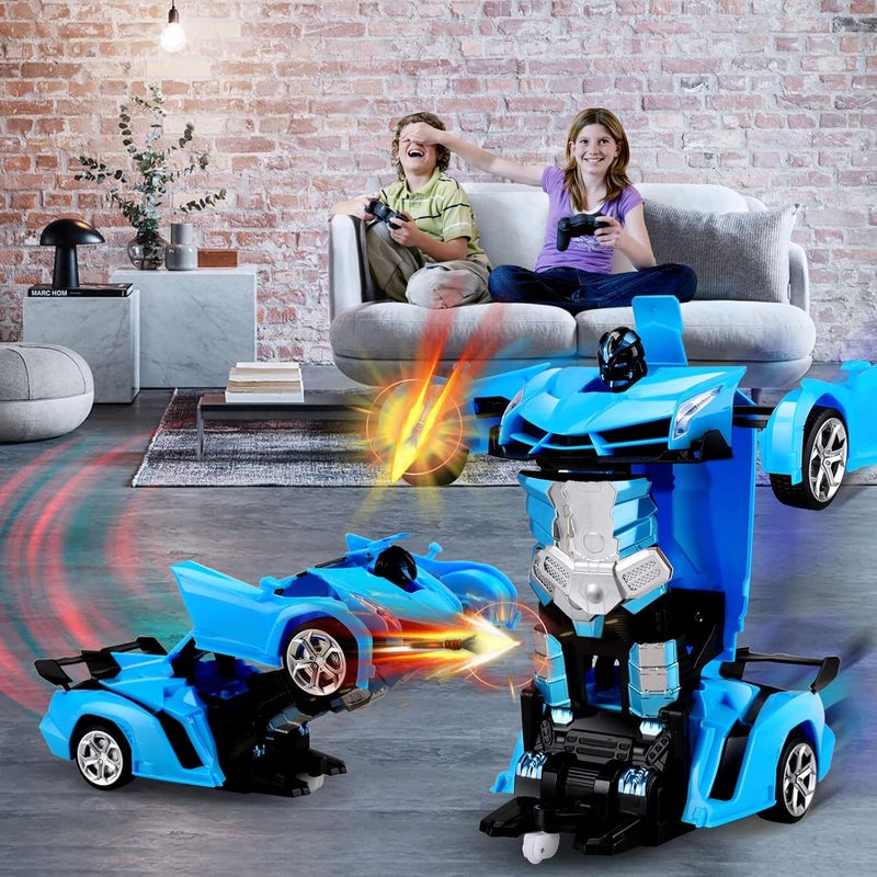 Chridark Remote Control Car Toys - Transforming RC Cars for Kids & Boys Toys - One Button Transformation and 360 Degree Rotating Drifting - Gifts for Boys and Girls (Blue) - Image 2