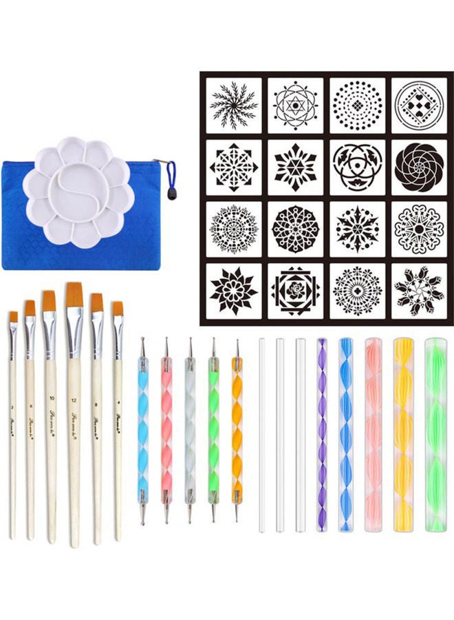 نيبمينينت طقم أدوات تنقيط بتصميم ماندالا مكون من 37 قطعة متعدد الألوان