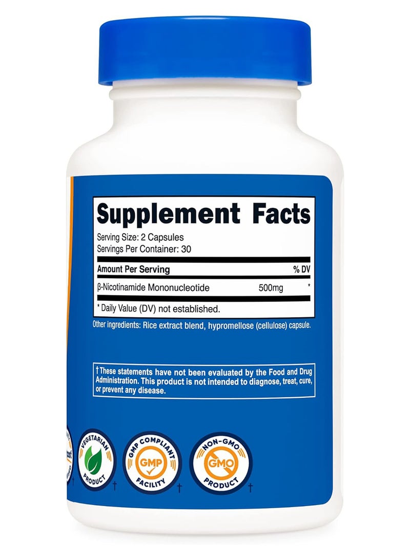 إن إم إن (أحادي نيوكليوتيد النيكوتيناميد) 500 ملجم - 60 كبسولة - Image 3
