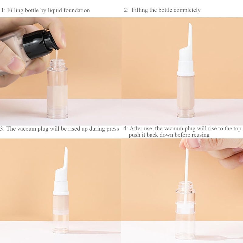 Qeuly Qeuly 6 Pack Airless Pump Jars Travel Foundation Container Travel Size Eye Cream Dispenser Empty Refillable Cosmetic Pump Bottles for Lotion Skincare Serum 15ml  - Image 2