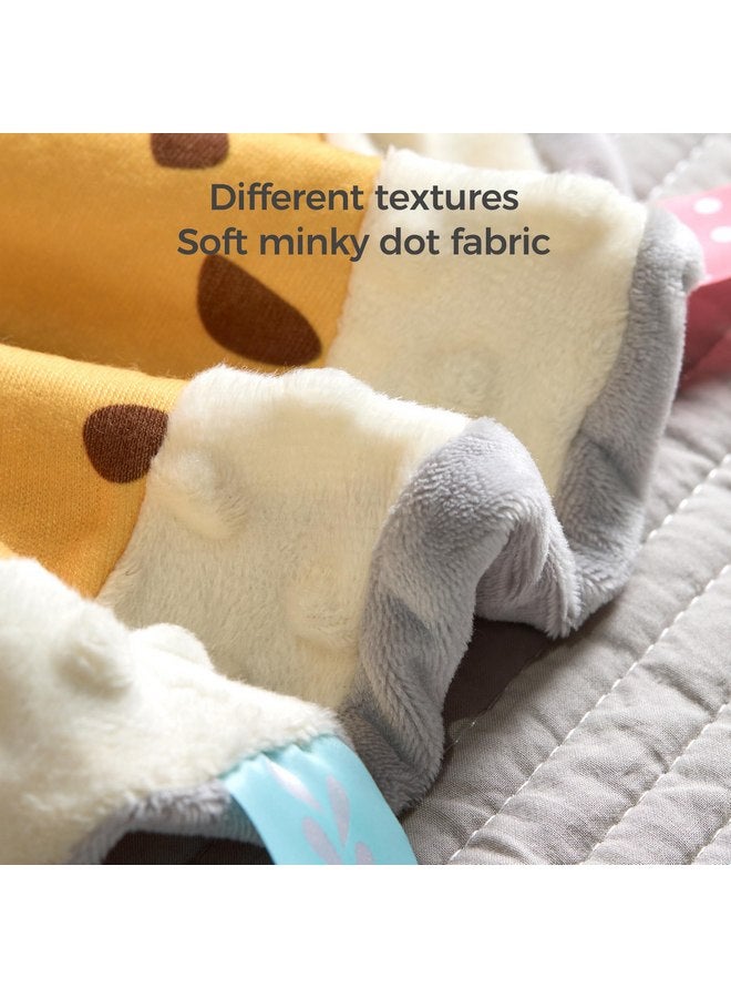 TUMAMA TUMAMA Baby Security Blanket Lovey,Soft Fleece Velvet Minky Dot Blanket with Stuffed Animal&Teething Rings,Newborn Essentials for Babies Girls Boy,Giraffe  - Image 3