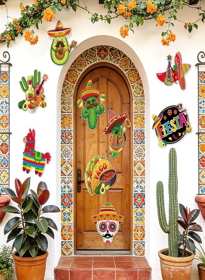 COCHIE Large 11"x14" Cinco de Mayo Decorations Cutouts Set, 9 Sheets Mexican Fiesta Paper Cardboard Cutout Party Decor, Day of the Dead Cactus Pepper Cut Outs Wall Door Windows Decoration (Bright) - Image 4