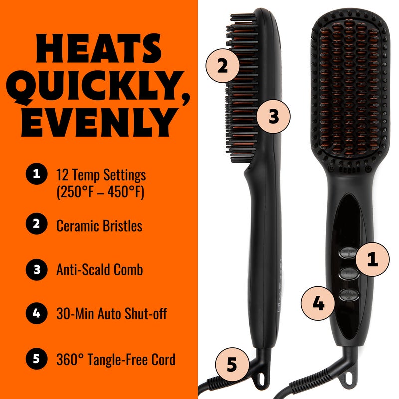 TAME THE WILD MAKE YOUR BEARD BEHAVE Beard Straightener for Men Kit - Includes Portable Heated Beard Brush, Beard Soap, Pearwood Comb, & Storage Case - Image 3