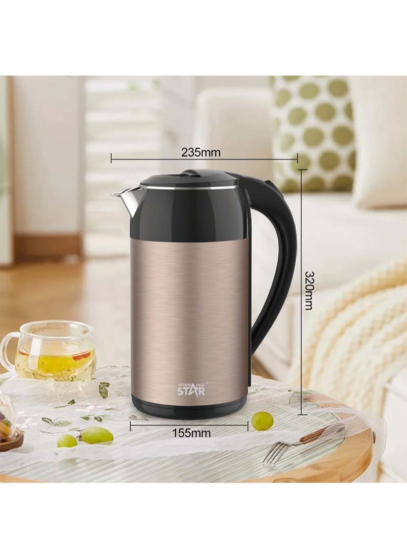 Winning Star - Electric Kettle Heat Preservation Kettle Family-sized 3L Capacity, Stainless Steel Fast Boil feature Safe-to-touch exterior - Image 1