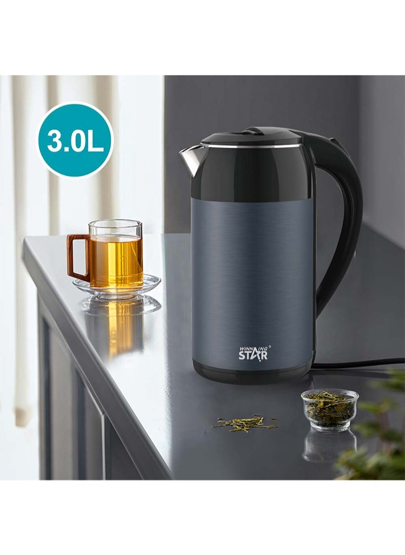 Winning Star - Electric Kettle Heat Preservation Kettle Family-sized 3L Capacity, Stainless Steel Fast Boil feature Safe-to-touch exterior - Image 1