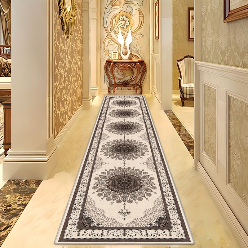 سجادة طويلة بنقوش زهرية مقاس 35.4 × 118 بوصة، ناعمة وقابلة للغسل، ديكور منزلي - Image 1