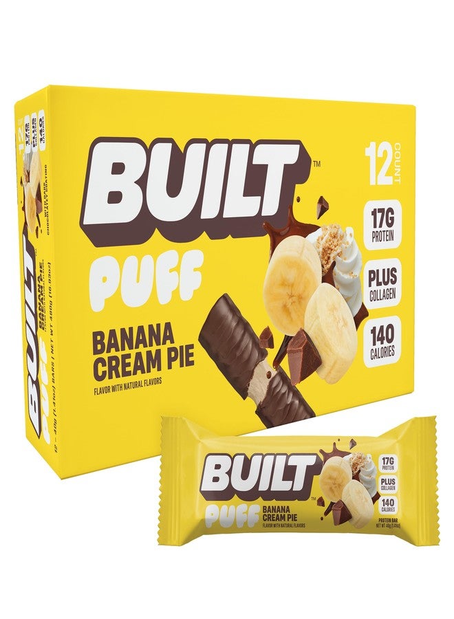 BUILT Bar Puff Protein Bars - Banana Cream Pie - 17g Protein Snack Bars with Collagen - Calorie Conscious & Gluten Free - 12 Count - Image 1
