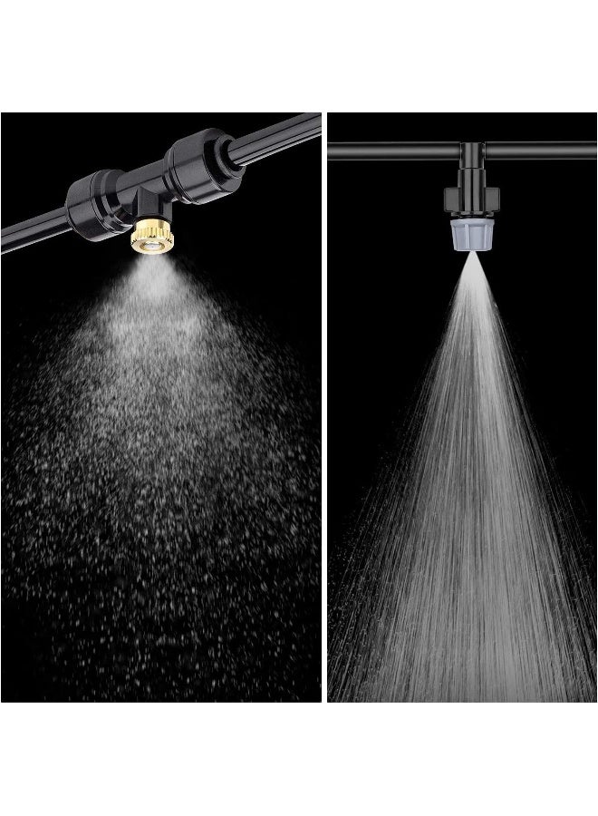 Awpeye Misting Cooling System 98.4Ft (30M) Misting Line + 50 Brass Mist Nozzles + 45 T-Connectors + 1 Faucet Adapters (3/4") Outdoor Mister For Patio Garden Greenhouse Trampoline For Waterpark  - Image 5