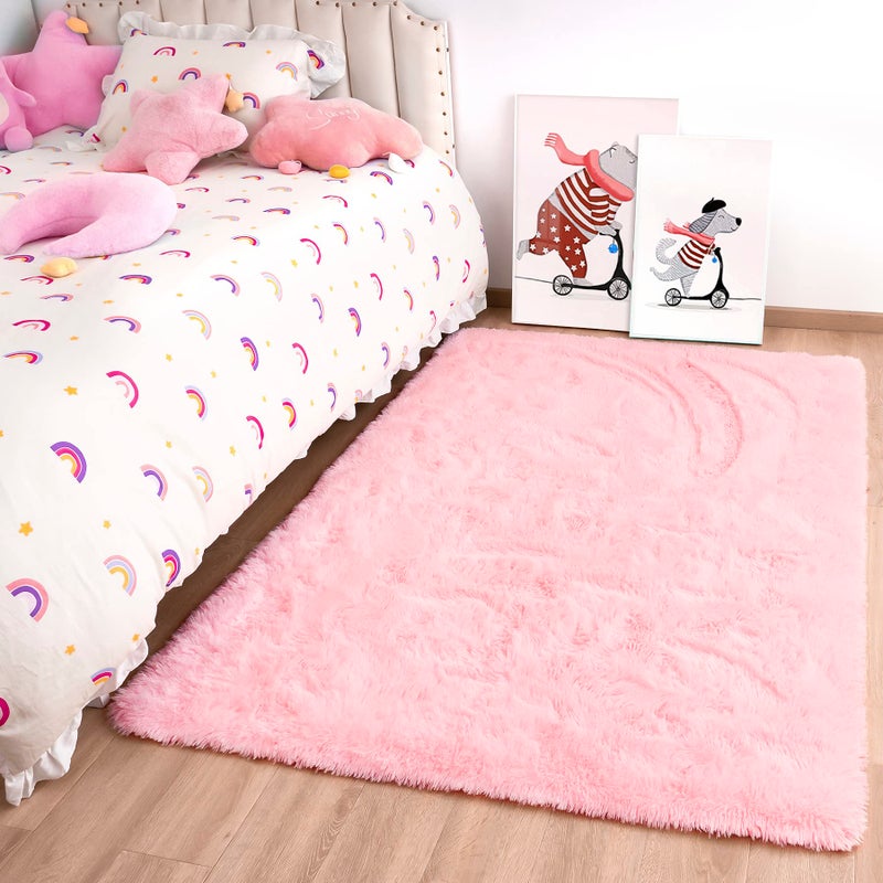 Noahas Fluffy Pink Rugs for Bedroom GirlsDoor Mat Indoor Entrance2x3 Shaggy Small NonSlip Entryway Entry Area RugsSoft Plush Bedside Throw Kids Carpet Home Decor