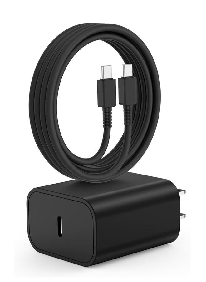 بروماس طقم مكون من شاحن جداري ثلاثي 45 وات منفذ PD يدعم الشحن السريع مع كابل من Type-C الى Type-C بطول 1 متر لون اسود - Image 1
