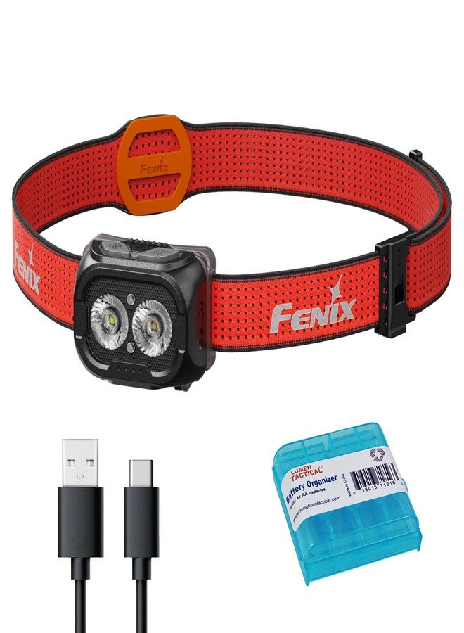فينيكس مصباح رأس للجري على الطرق الوعرة Fenix HL18R-T V2.0 بقوة 800 لومن، قابل لإعادة الشحن عبر منفذ USB-C، مزود بإضاءة بيضاء وبيضاء دافئة وحمراء، متوافق مع 3 بطاريات AAA، (أسود) - Image 1