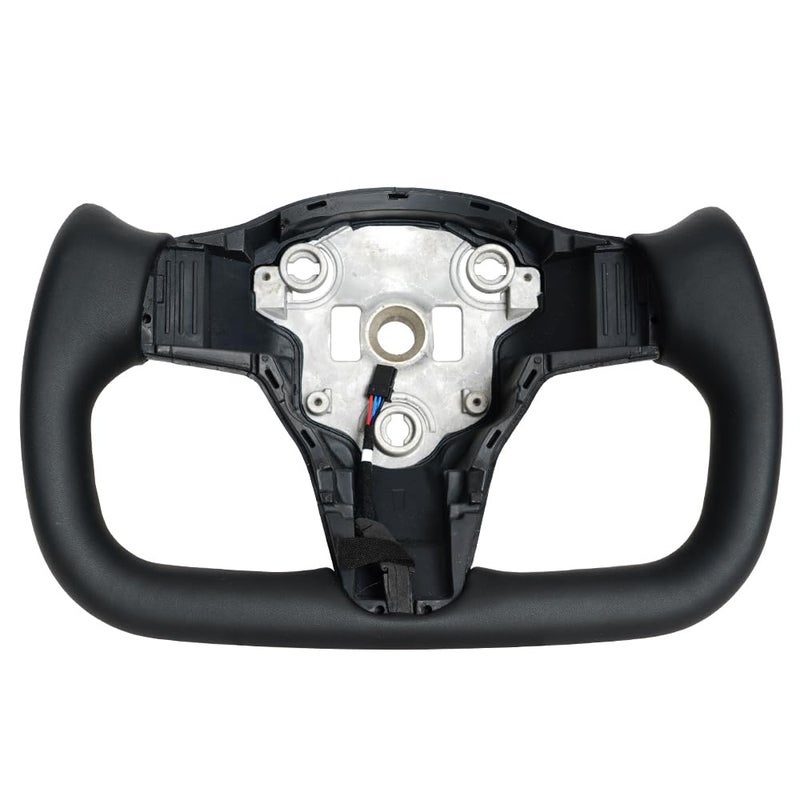 JIANGGAI Yoke Racing Steering Wheel Black Microfiber Leather without Front Trim for Tesla Model 3 20172023 Model Y 20192024 with Heating Function - Image 2