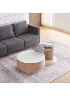 Home Box طاولة قهوة قابلة للدوران بسطح زجاجي سحاري 69.5 x 53 x 113 سم  - Image 1