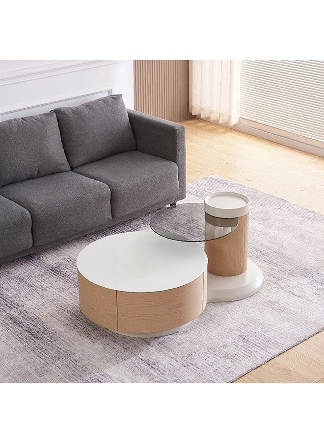 Home Box طاولة قهوة قابلة للدوران بسطح زجاجي سحاري 69.5 x 53 x 113 سم  - Image 1