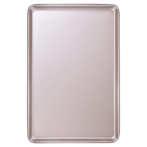 Bakeley 0.8mm 17-Inch Half Sheet Baking Pans,0.8mm Durable Non-Stick Carbon Steel Baking Sheet for Oven,Cookie Sheet Pan for Roasting Meat Bread Jelly Roll 17.52" x 11.73" x 0.91" (Champagne Gold) - Image 1