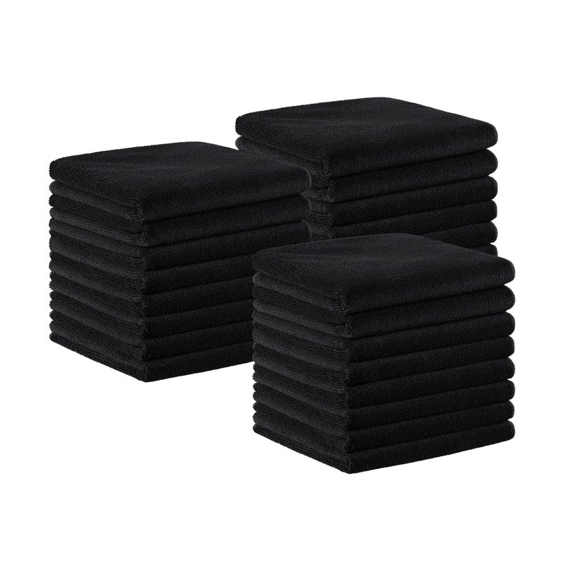Arkwright Bleach Proof Salon Towels Bulk  Pack of 24  Ultra Soft Gentle Microfiber Highly Absorbent  Quick Dry Spa Facial Towel for Hair Stylist Nail Shop and Esthetician 16 x 27 in Black