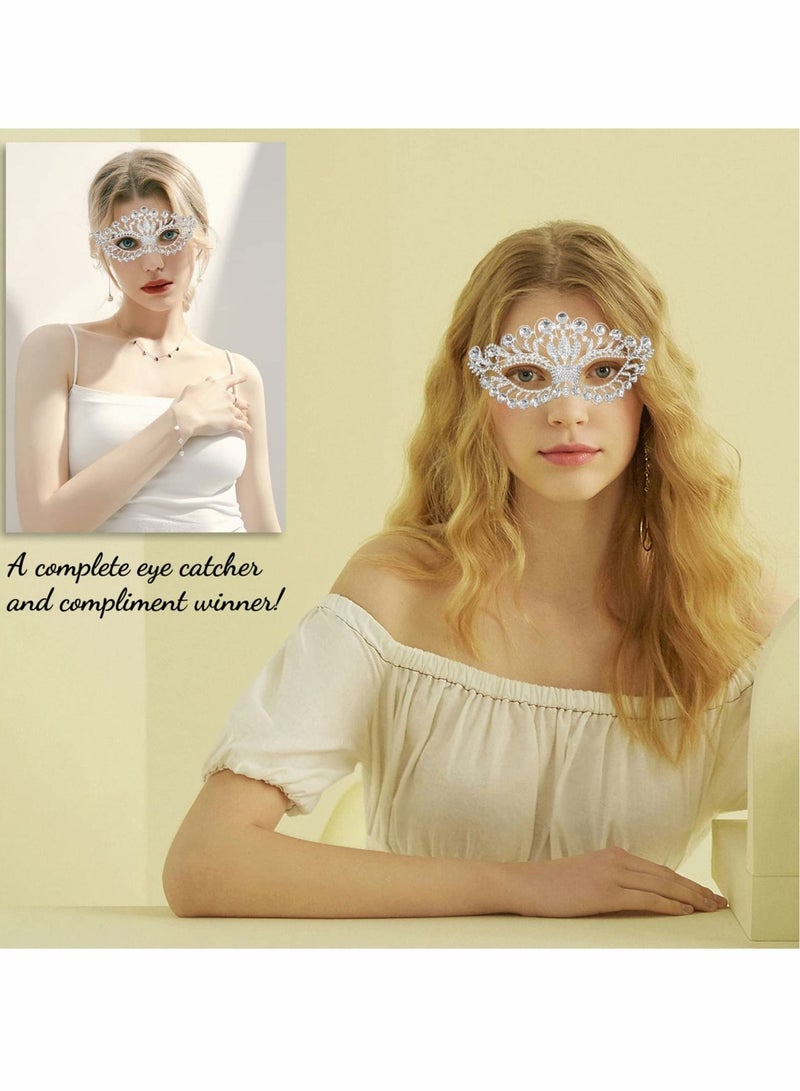 Excefore Masquerade Mask, Luxury Diamond Rhinestone Fancy Mask, Quality Alloy Venetian Party Mardi Gras Masks, Party Crown Mask for Women Lady - Image 3