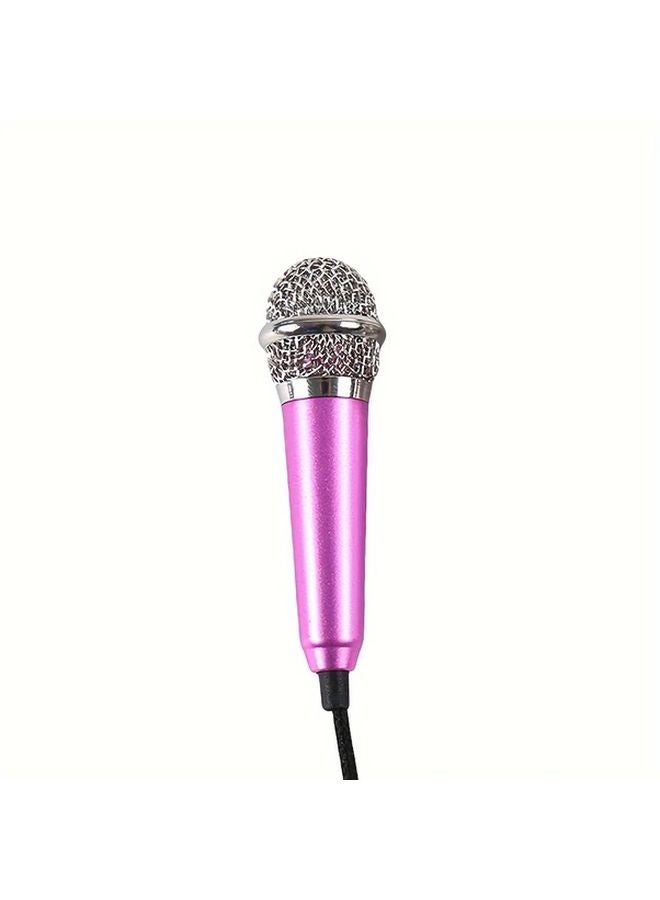 Pink Mini Microphone 3 5mm Jack Portable Recording Karaoke Gaming Streaming Compatible with Phone Computer Laptop - Image 1