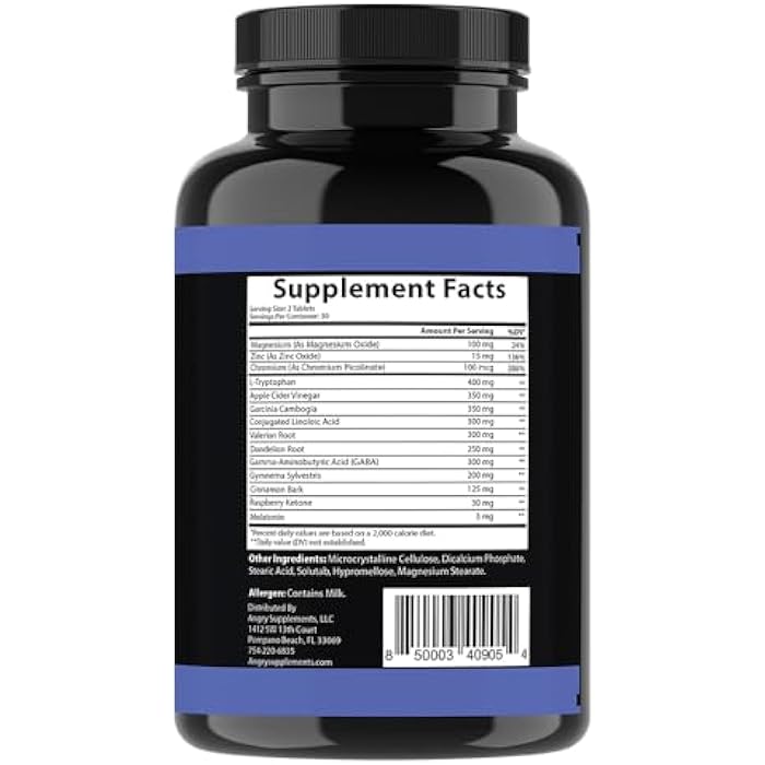 Angry Supplements Garcinia Cambogia PM Weight Loss Sleep, All Natural Supplement w/Valerian Root & Melatonin to Help Burn Fat Overnight, Night Time Appetite Suppressant, Vegetarian Formula (1-Bottle) - Image 3