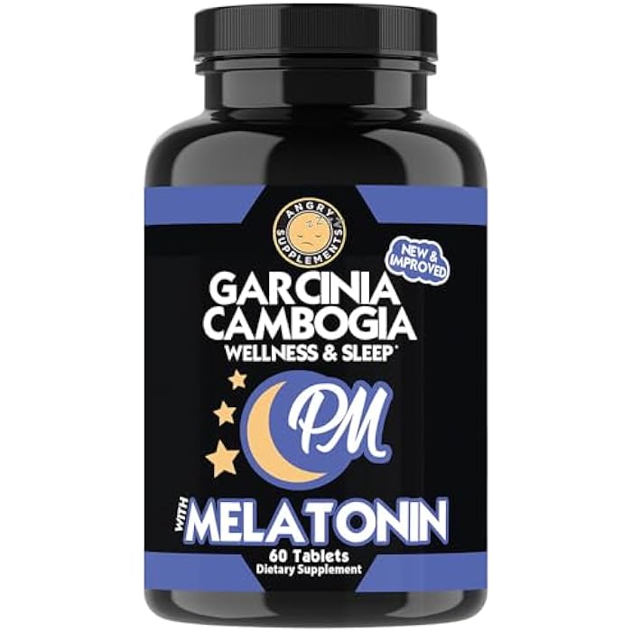 Angry Supplements Garcinia Cambogia PM Weight Loss Sleep, All Natural Supplement w/Valerian Root & Melatonin to Help Burn Fat Overnight, Night Time Appetite Suppressant, Vegetarian Formula (1-Bottle) - Image 1