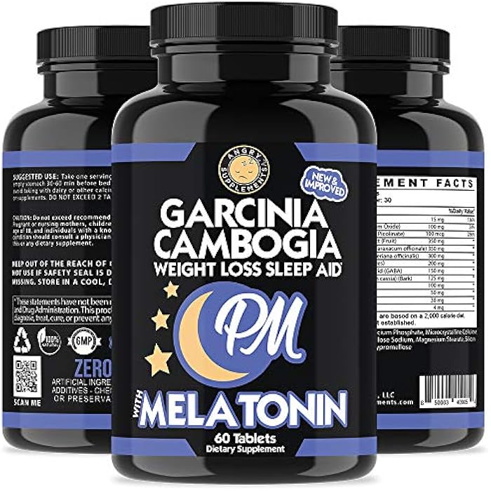 Angry Supplements Garcinia Cambogia PM Weight Loss Sleep, All Natural Supplement w/Valerian Root & Melatonin to Help Burn Fat Overnight, Night Time Appetite Suppressant, Vegetarian Formula (1-Bottle) - Image 4