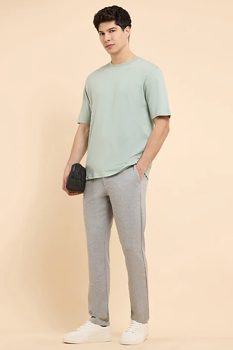 R&B Solid T-Shirt with Crew Neck and Short Sleeves
