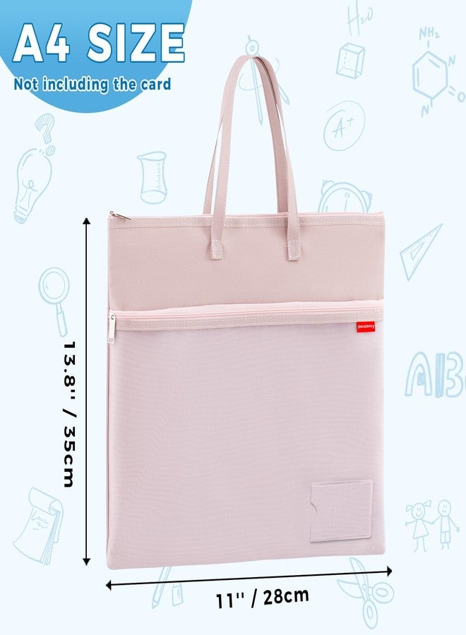 pendancy Mesh Zipper Pouch A4 Size, Large Double Pocket Waterproof File Bag with Handle, 11x13.8 in Foldable Document Storage for Puzzle Project/Cross Stitch/Travel/Office（Advanced Pink） - Image 2
