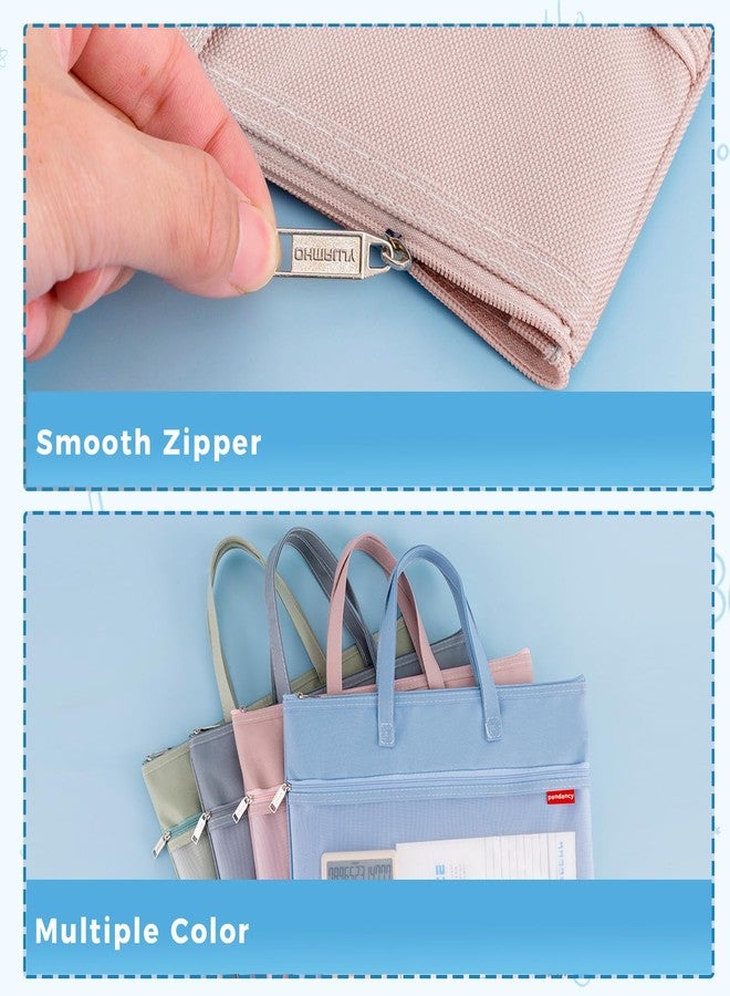 pendancy Mesh Zipper Pouch A4 Size, Large Double Pocket Waterproof File Bag with Handle, 11x13.8 in Foldable Document Storage for Puzzle Project/Cross Stitch/Travel/Office（Advanced Pink） - Image 5
